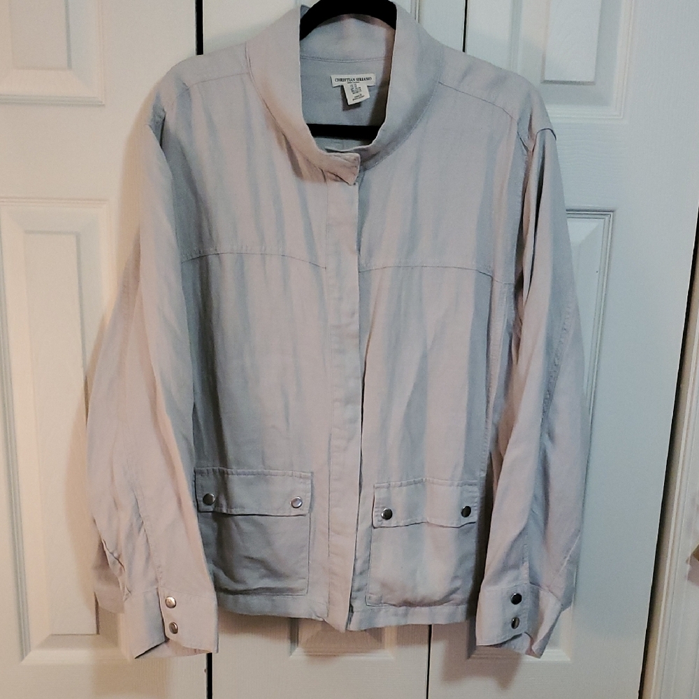 Women's Khaki Linen Utility Jacket